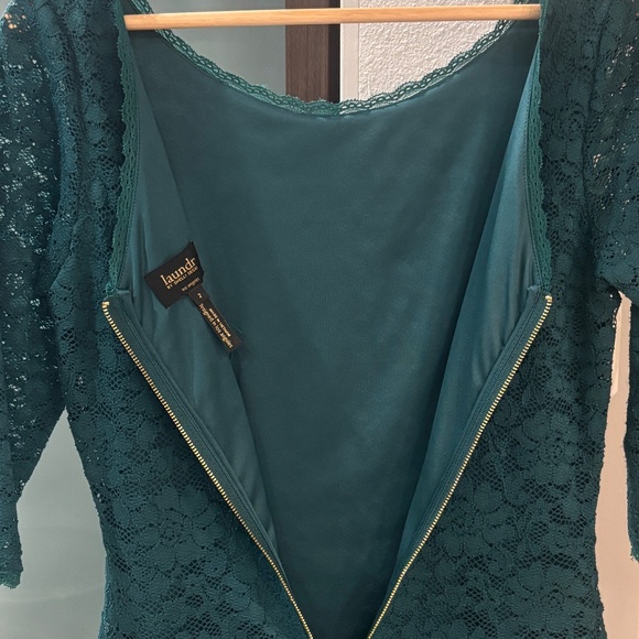 Laundry by Shelli Segal Lace Overlay Sheath Dress - Teal Green Size 2 - Picture 6 of 9